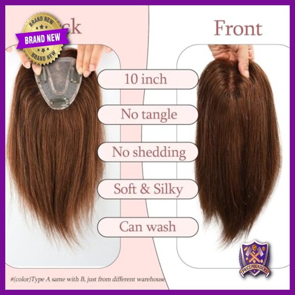 Real Human Hair Topper for Thinning Hair, Clip-In Hairpiece for Women